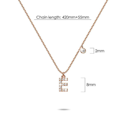 Solid 925 Sterling Silver Initial Crystal Personalised Alphabet Letter Necklace Rose Gold Filled